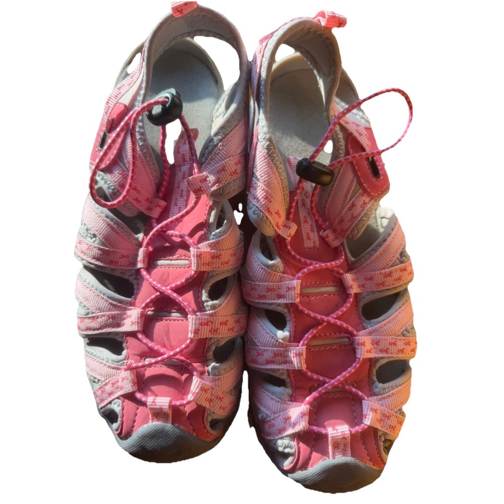 The Breast Cancer Site Pink Ribbon Hiking Athletic Sandals Womens 7 Pink Slip On